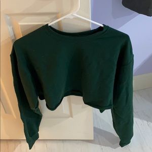Army green cropped hoodie
